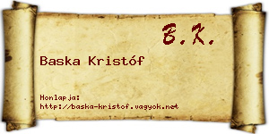 Baska Kristóf névjegykártya