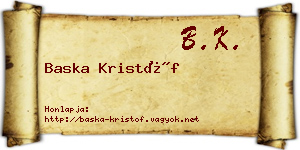 Baska Kristóf névjegykártya